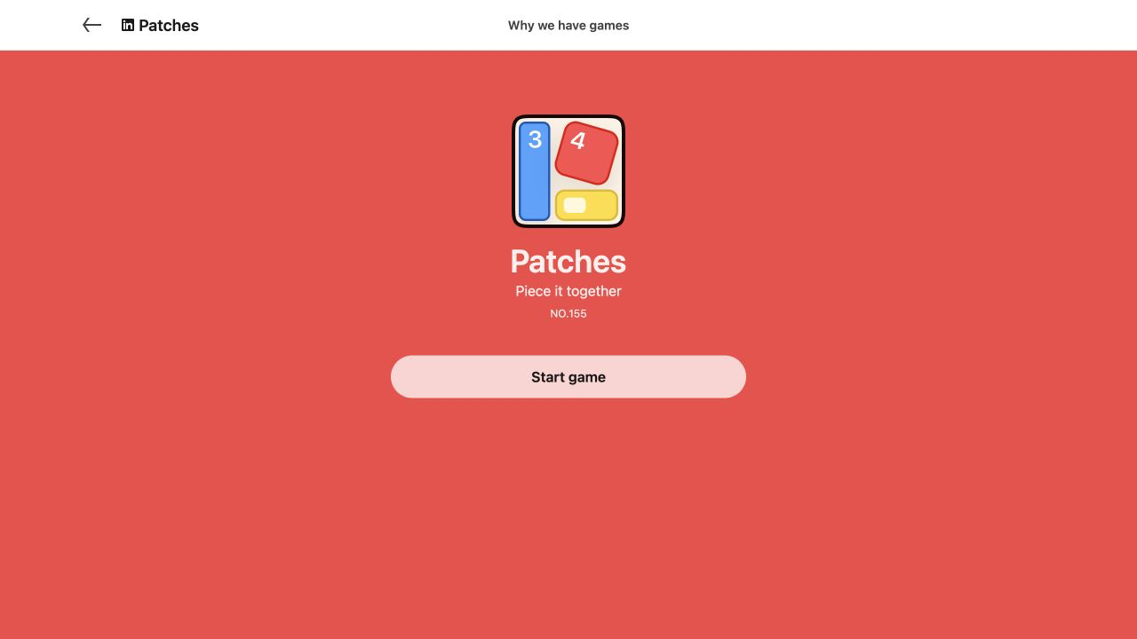 LinkedIn Patches official start screen